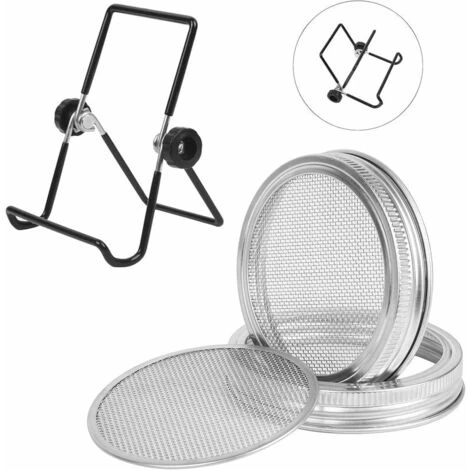 Kit De 6Pcs Couvercles Germination Avec 4Pcs Couvercle à Germer Écran En Acier Inoxydable Et 2Pcs Supports De Germination Pour Graines à Germoir Noir, 3 Kit De 6Pcs Couvercles Germination Avec 4Pcs Couvercle à Germer Écran En Acier Inoxydable Et 2Pcs Supports De Germination Pour Graines à Germoir Noir, – Image 3