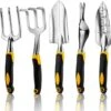 Ensemble D'outils De Jardin 5 Pièces Avec Têtes En Fonte D'aluminium Robuste Et Poignées Ergonomiques, Outils De Jardinage Pour Homme Et Femme