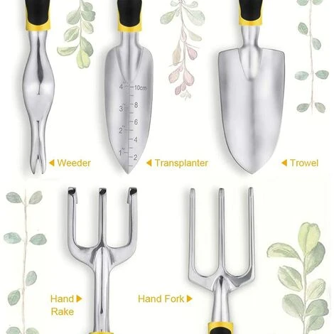 Ensemble D'outils De Jardin 5 Pièces Avec Têtes En Fonte D'aluminium Robuste Et Poignées Ergonomiques, Outils De Jardinage Pour Homme Et Femme 3 Ensemble D'outils De Jardin 5 Pièces Avec Têtes En Fonte D'aluminium Robuste Et Poignées Ergonomiques, Outils De Jardinage Pour Homme Et Femme – Image 3