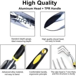 Ensemble D'outils De Jardin 5 Pièces Avec Têtes En Fonte D'aluminium Robuste Et Poignées Ergonomiques, Outils De Jardinage Pour Homme Et Femme 8 Ensemble D'outils De Jardin 5 Pièces Avec Têtes En Fonte D'aluminium Robuste Et Poignées Ergonomiques, Outils De Jardinage Pour Homme Et Femme -Terre Tendre Soldes Boutique 99452479 4