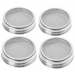 Merrday Lot De 4grands Couvercles En Acier Inoxydable Avec Bonne Aération Pour Germination De Graines Biologiques Dans Votre Cuisine,70mm