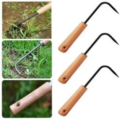 RAINBOW Jardinage Désherbage Crochet De Désherbage En Acier Inoxydable Crochet De Racine à Griffe Unique Entretien De Bonsaï En Pot Crochet De Sol Meuble Crochet En Bois-22.562.5cm, Noir, 3pcs