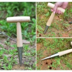 RAINBOW Outils Agricoles Perforateur Manche En Bois élévateur De Semis Outils De Jardinage Semoir De Légumes Et De Fleurs-28511030mm, 1pc -Terre Tendre Soldes Boutique 99776413 4